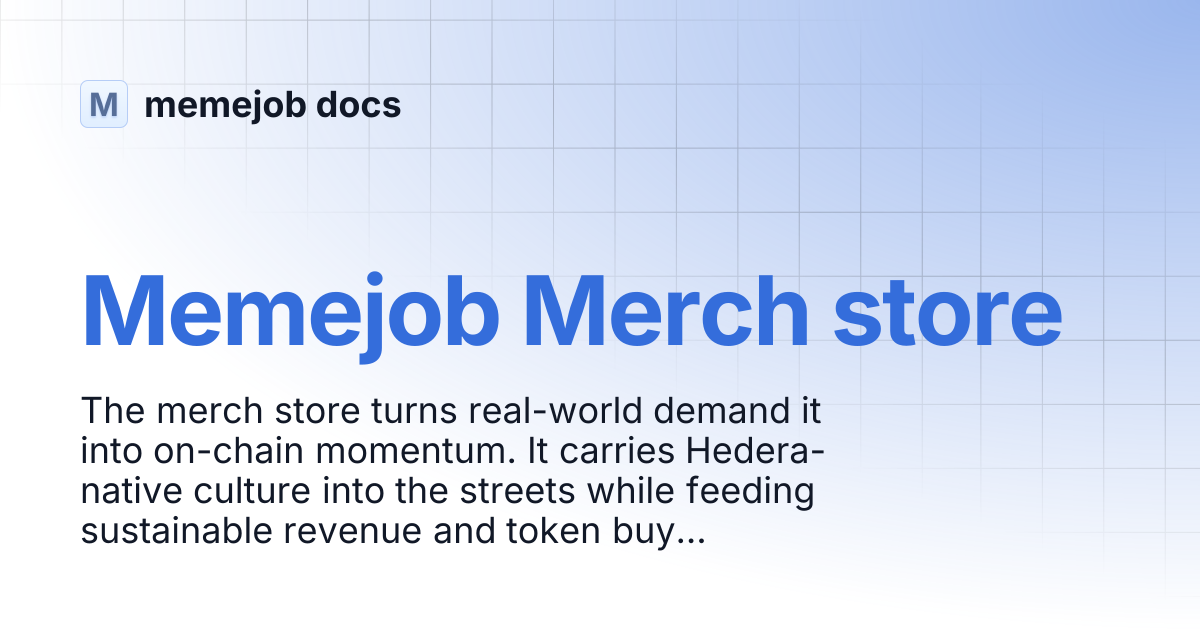 Memejob Merch store | memejob docs